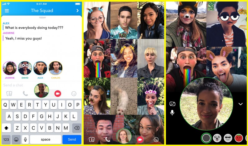 Snapchat z grupowym czatem wideo i wzmiankami
