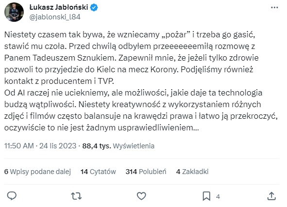 post Łukasza Jabłońskiego